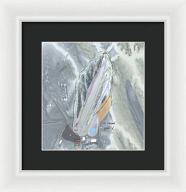 Mt Crescent Ski Trail Map - Framed Print - Powderaddicts