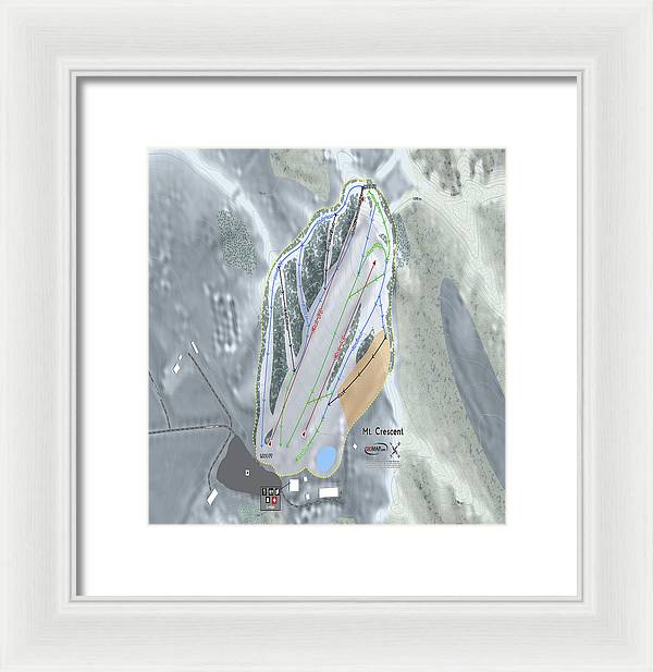 Mt Crescent Ski Trail Map - Framed Print - Powderaddicts