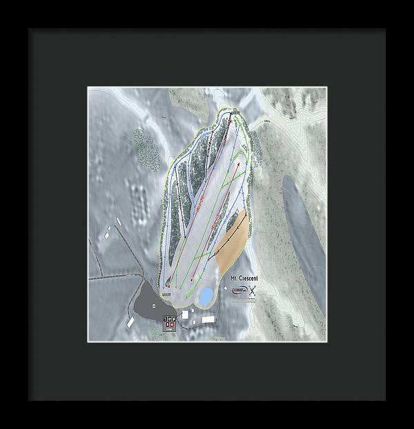 Mt Crescent Ski Trail Map - Framed Print - Powderaddicts