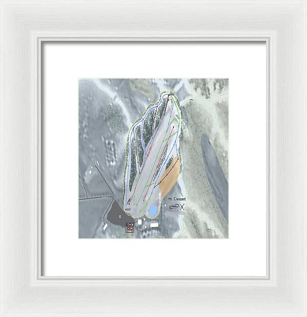 Mt Crescent Ski Trail Map - Framed Print - Powderaddicts