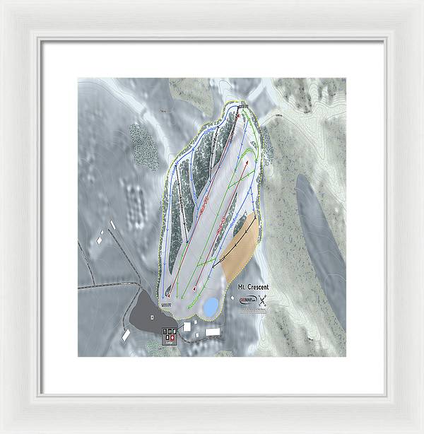 Mt Crescent Ski Trail Map - Framed Print - Powderaddicts