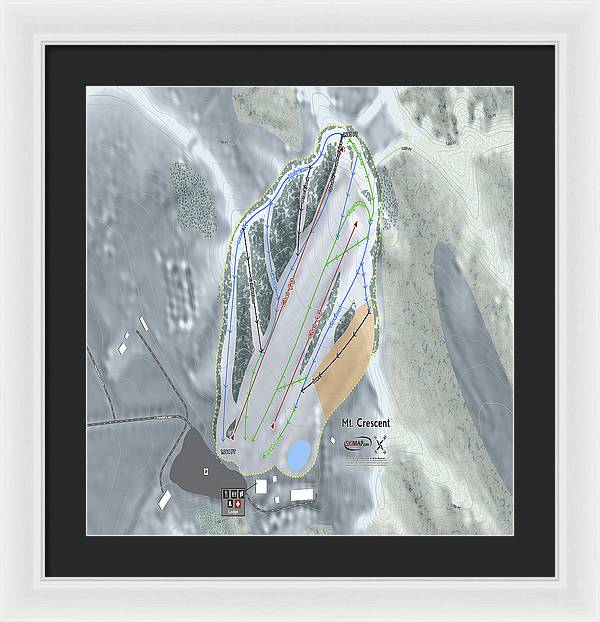 Mt Crescent Ski Trail Map - Framed Print - Powderaddicts