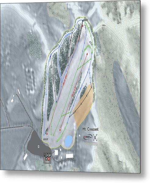 Mt Crescent Ski Trail Map - Metal Print - Powderaddicts