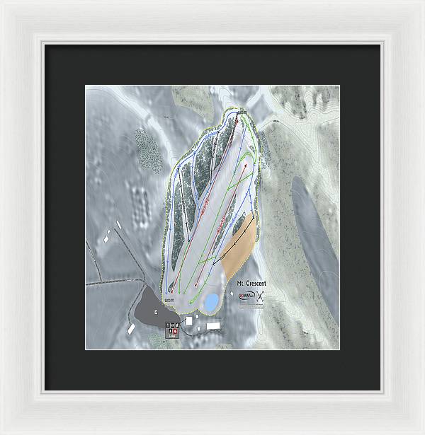 Mt Crescent Ski Trail Map - Framed Print - Powderaddicts