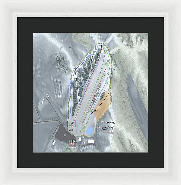 Mt Crescent Ski Trail Map - Framed Print - Powderaddicts
