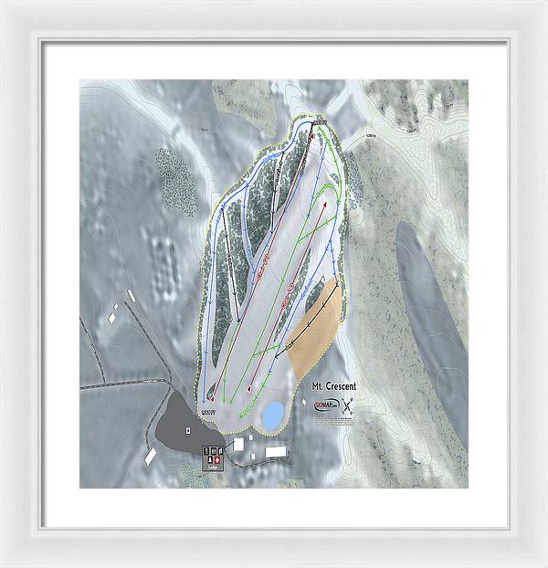 Mt Crescent Ski Trail Map - Framed Print - Powderaddicts
