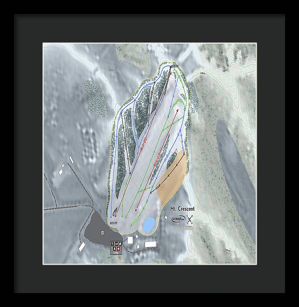 Mt Crescent Ski Trail Map - Framed Print - Powderaddicts