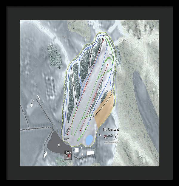 Mt Crescent Ski Trail Map - Framed Print - Powderaddicts