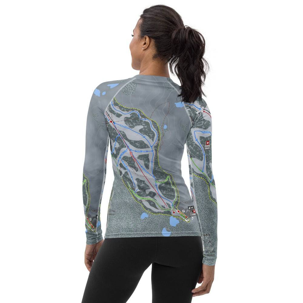 Mt Eyak, Alaska Ski Trail Map Women&#39;s Base Layer Top - Powderaddicts