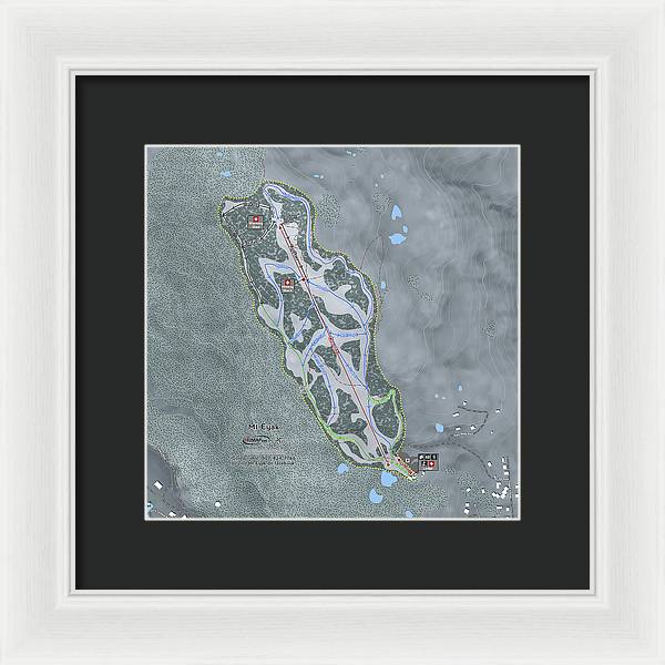 Mt Eyak Ski Trail Map - Framed Print - Powderaddicts