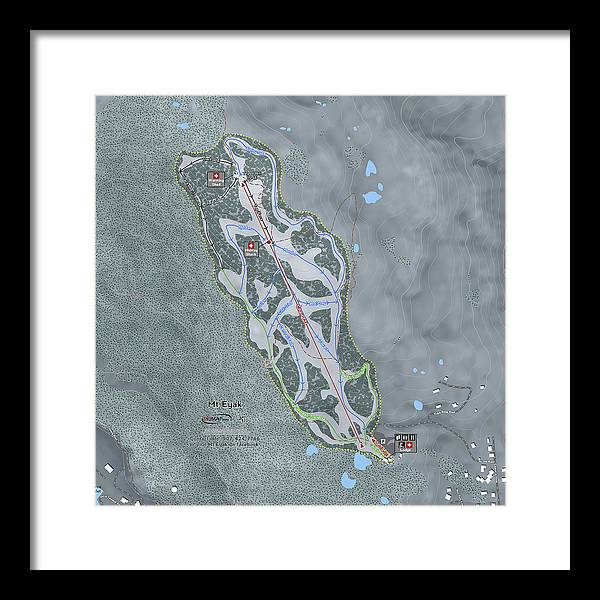 Mt Eyak Ski Trail Map - Framed Print - Powderaddicts