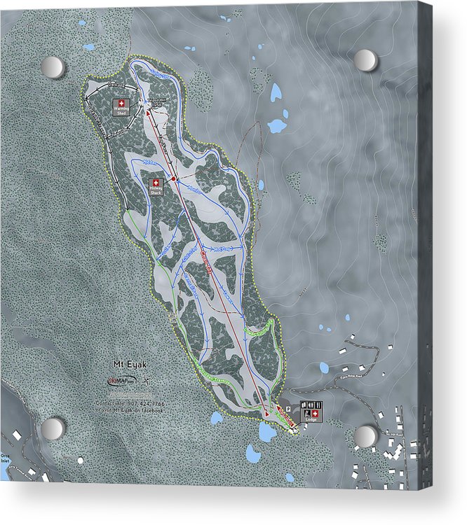 Mt Eyak Ski Trail Map - Acrylic Print - Powderaddicts