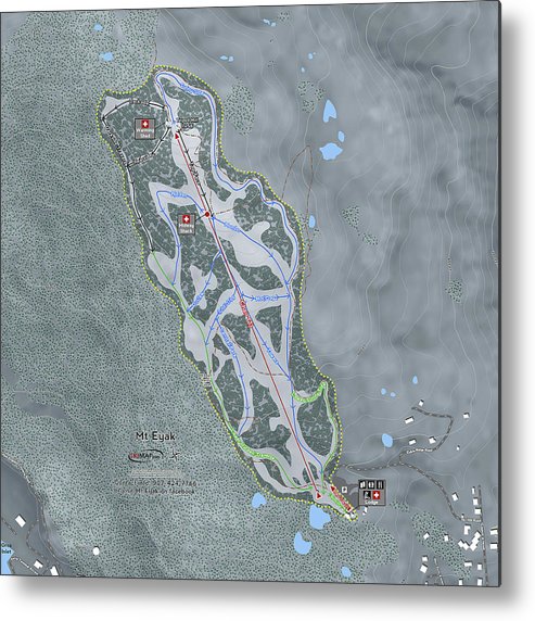 Mt Eyak Ski Trail Map - Metal Print - Powderaddicts