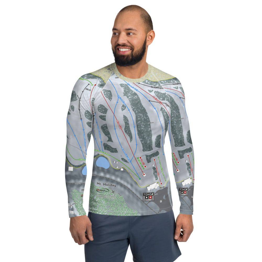 Mt Holiday, Michigan Ski Trail Map Men's Base Layer Top