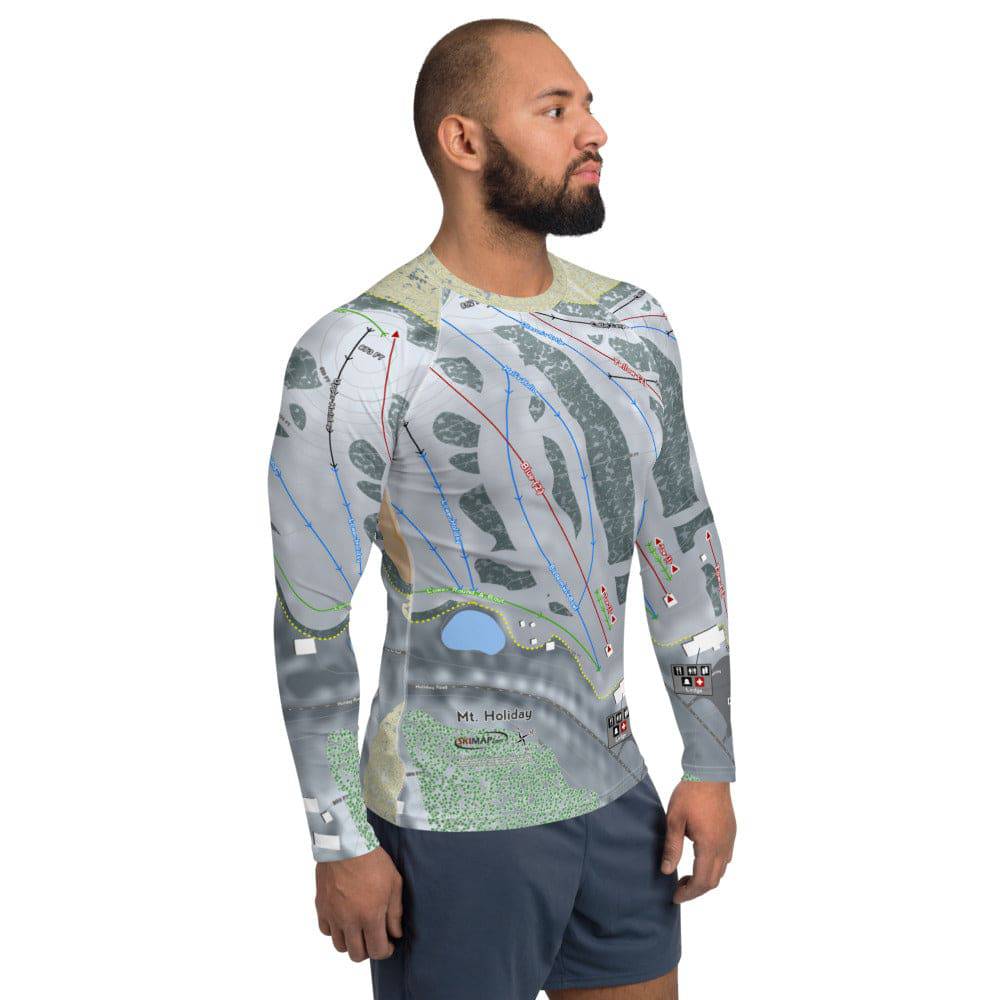 Mt Holiday, Michigan Ski Trail Map Men's Base Layer Top - Powderaddicts