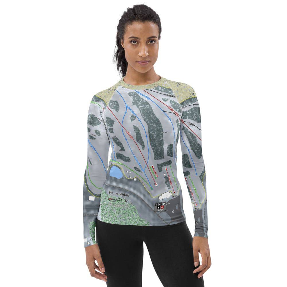 Mt Holiday, Michigan Ski Trail Map Women's Base Layer Top