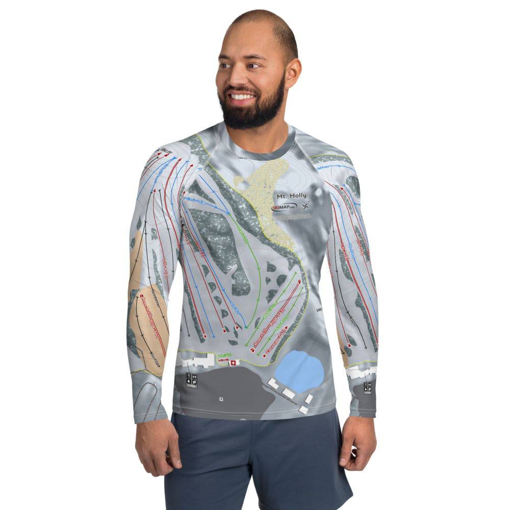 Mt Holly, Michigan Ski Trail Map Men's Base Layer Top