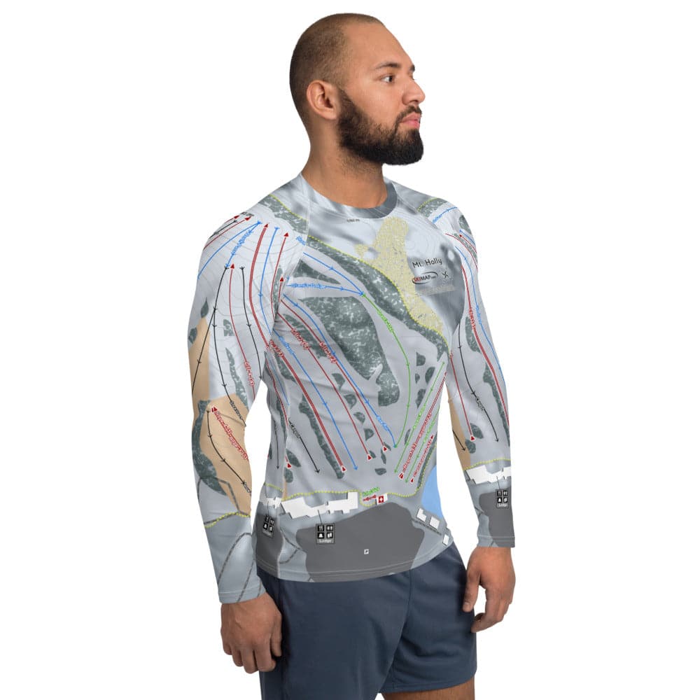 Mt Holly, Michigan Ski Trail Map Men's Base Layer Top - Powderaddicts