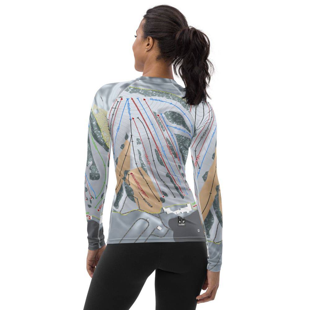 Mt Holly, Michigan Ski Trail Map Women's Base Layer Top - Powderaddicts
