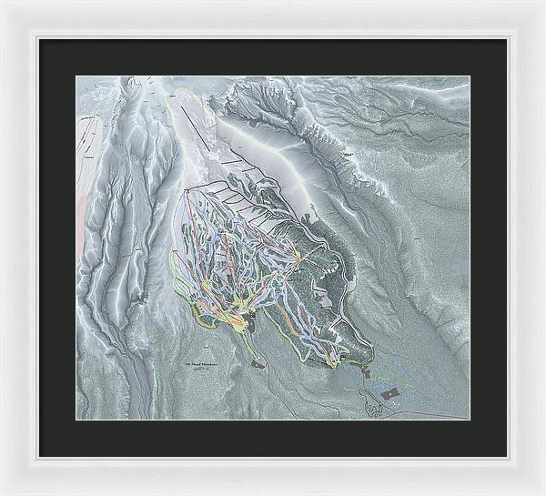 Mt Hood Meadows Ski Trail Map - Framed Print - Powderaddicts