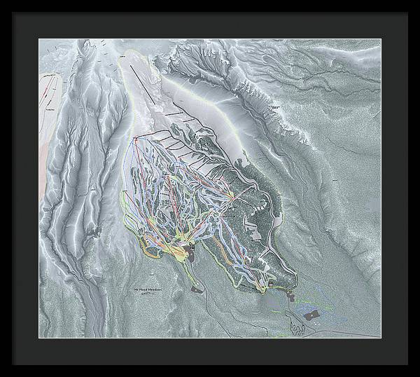 Mt Hood Meadows Ski Trail Map - Framed Print - Powderaddicts