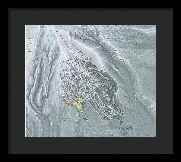 Mt Hood Meadows Ski Trail Map - Framed Print - Powderaddicts