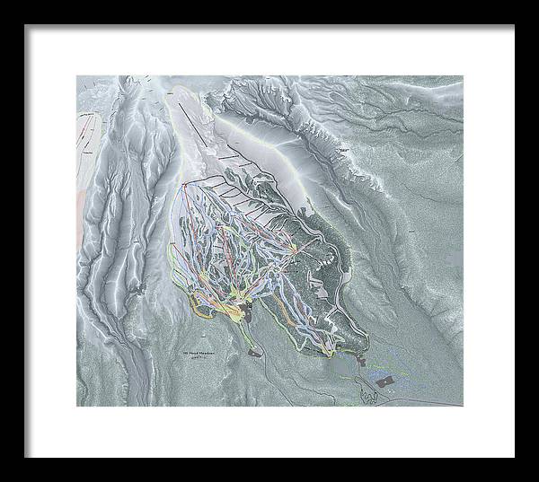Mt Hood Meadows Ski Trail Map - Framed Print - Powderaddicts