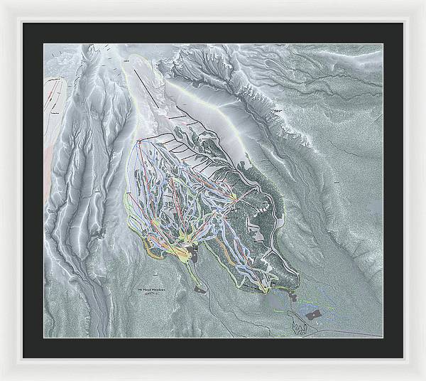 Mt Hood Meadows Ski Trail Map - Framed Print - Powderaddicts