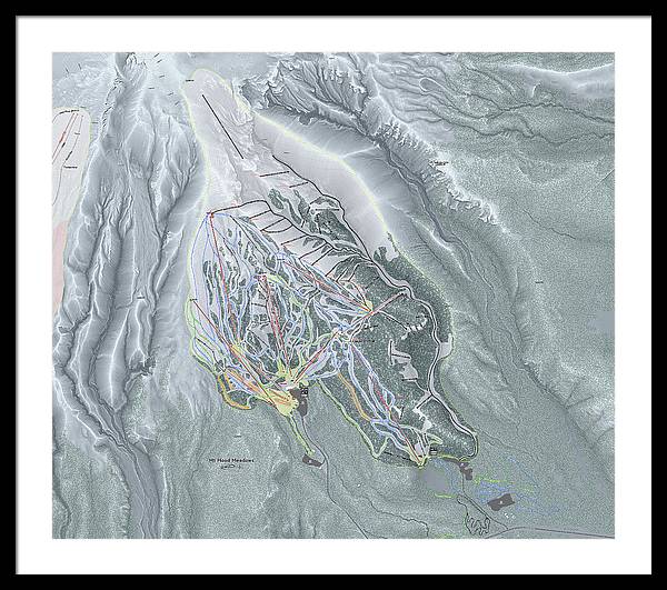 Mt Hood Meadows Ski Trail Map - Framed Print - Powderaddicts