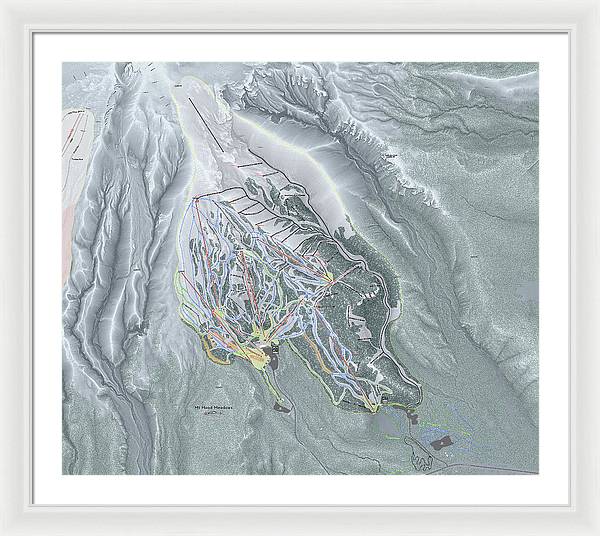 Mt Hood Meadows Ski Trail Map - Framed Print - Powderaddicts