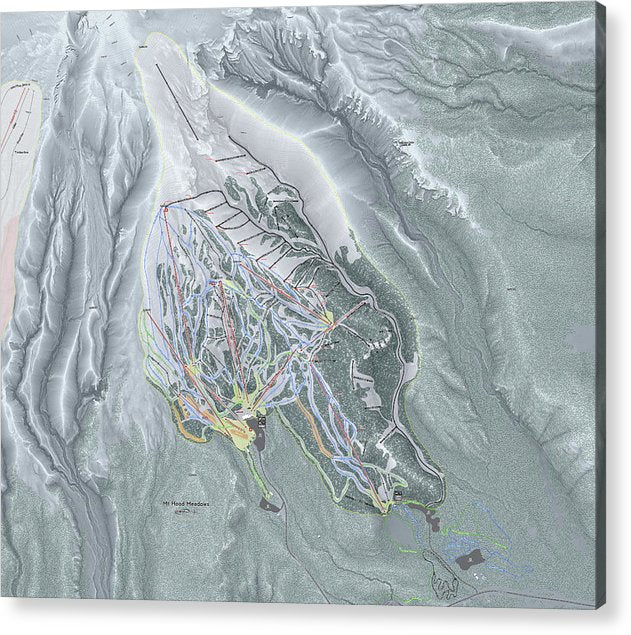 Mt Hood Meadows Ski Trail Map - Acrylic Print - Powderaddicts