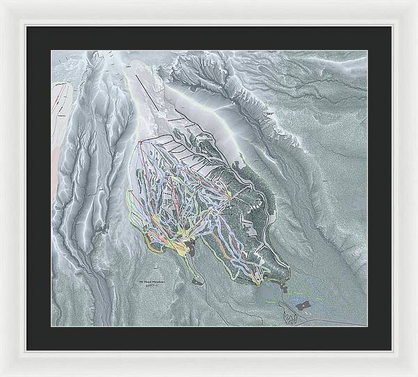 Mt Hood Meadows Ski Trail Map - Framed Print - Powderaddicts