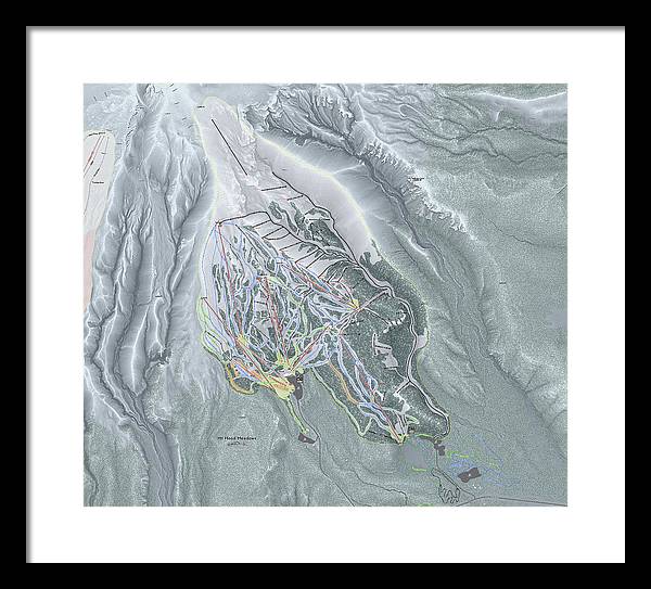 Mt Hood Meadows Ski Trail Map - Framed Print - Powderaddicts