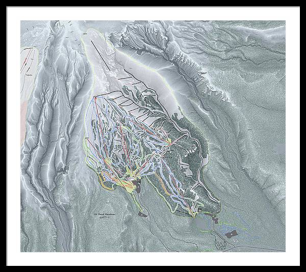 Mt Hood Meadows Ski Trail Map - Framed Print - Powderaddicts