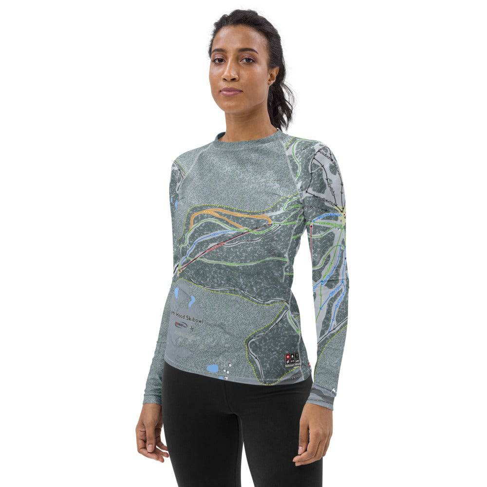 Mt Hood Ski Bowl, Oregon Ski Trail Map Women's Base Layer Top - Powderaddicts