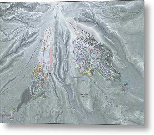 Mt Hood Ski Trail Map - Metal Print - Powderaddicts