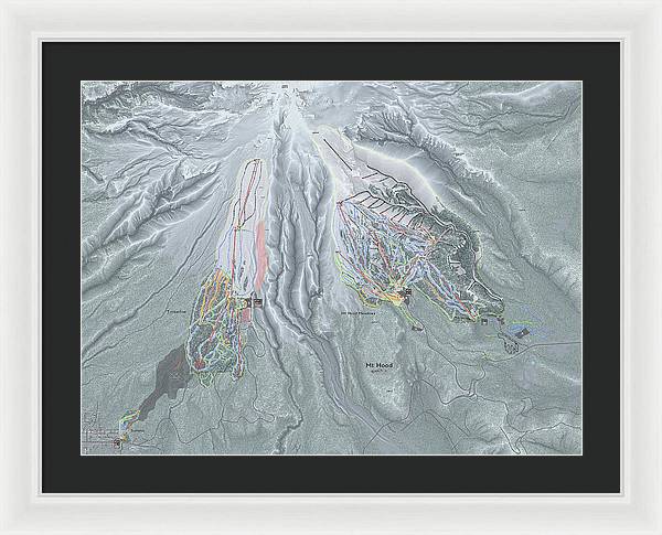 Mt Hood Ski Trail Map - Framed Print - Powderaddicts