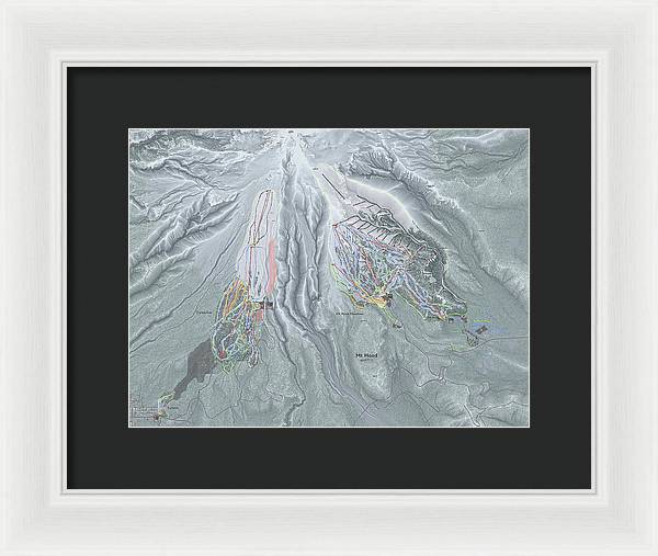 Mt Hood Ski Trail Map - Framed Print - Powderaddicts