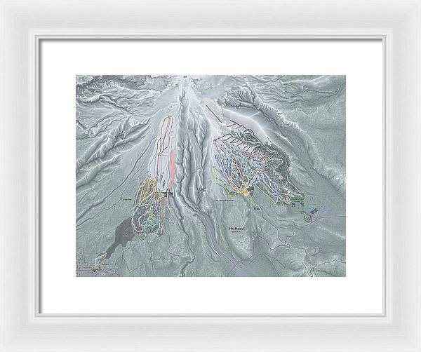 Mt Hood Ski Trail Map - Framed Print - Powderaddicts