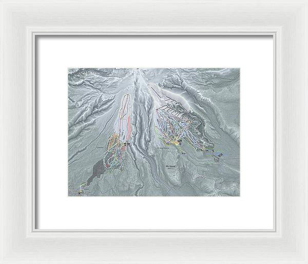Mt Hood Ski Trail Map - Framed Print - Powderaddicts