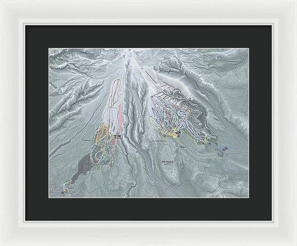 Mt Hood Ski Trail Map - Framed Print - Powderaddicts