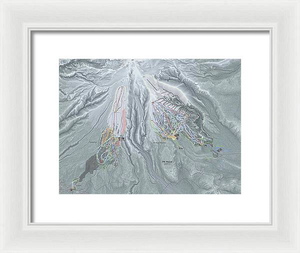 Mt Hood Ski Trail Map - Framed Print - Powderaddicts