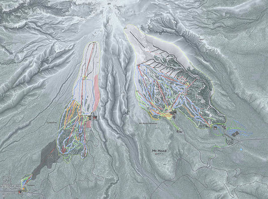 Mt Hood Ski Trail Map - Art Print - Powderaddicts
