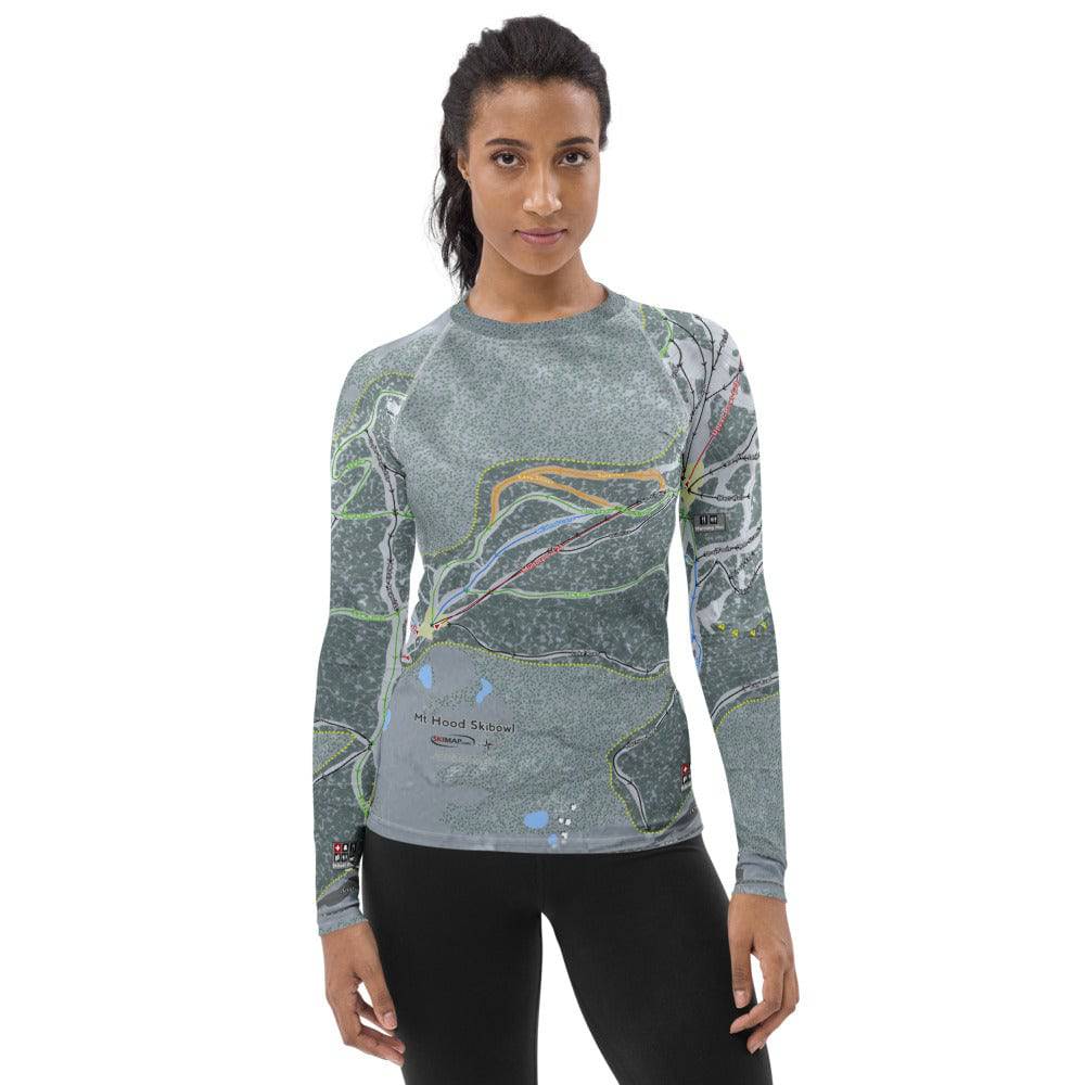 Mt Hood Skibowl, Oregon Ski Trail Map Women's Base Layer Top - Powderaddicts
