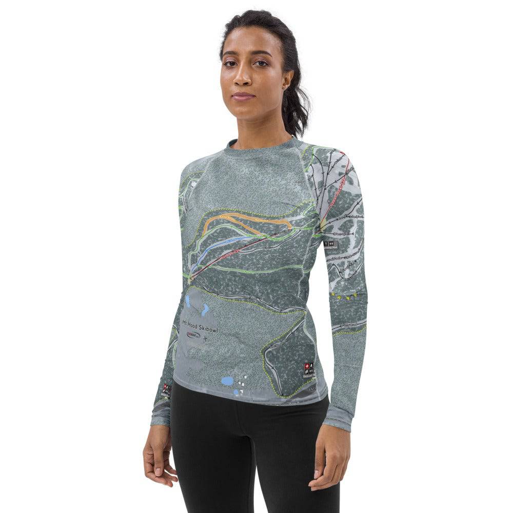 Mt Hood Skibowl, Oregon Ski Trail Map Women's Base Layer Top - Powderaddicts