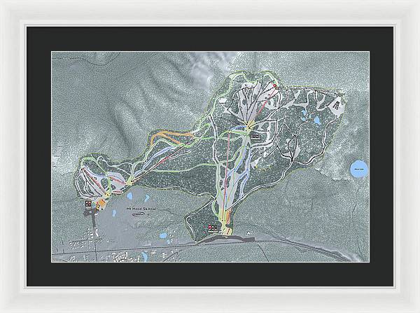 Mt Hood Skibowl Ski Trail Map - Framed Print - Powderaddicts