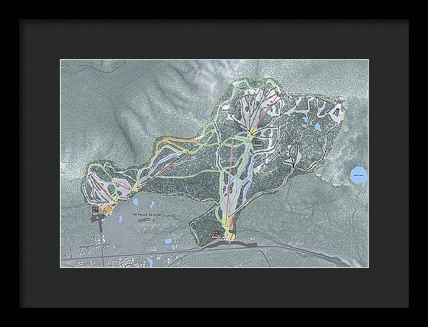 Mt Hood Skibowl Ski Trail Map - Framed Print - Powderaddicts