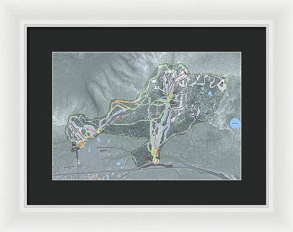 Mt Hood Skibowl Ski Trail Map - Framed Print - Powderaddicts