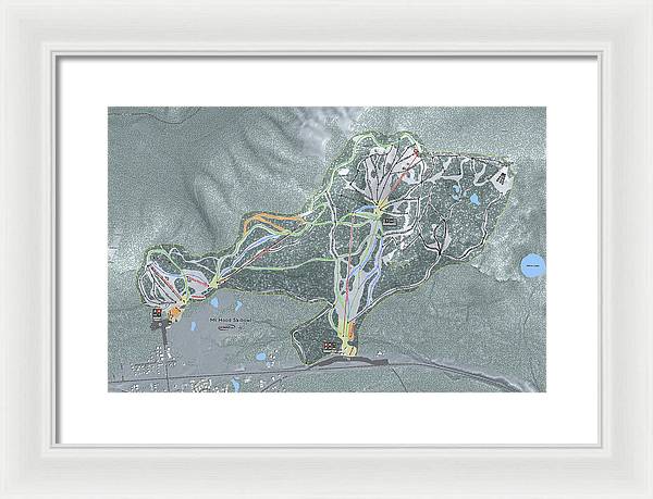 Mt Hood Skibowl Ski Trail Map - Framed Print - Powderaddicts
