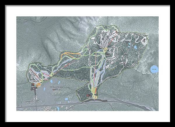Mt Hood Skibowl Ski Trail Map - Framed Print - Powderaddicts